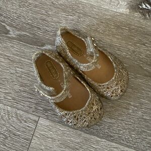 Mini Melissa + Campana Zig Zag Mix Golden Glitter baby girl shoes size 5